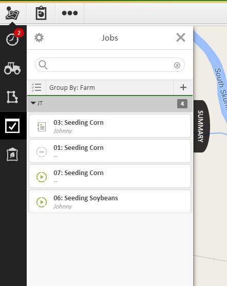 3) Use the drop down menus to select the task, products and field for the job.