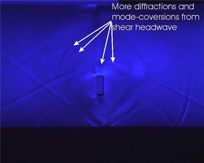 The shear head wave has formed a set of compression and shear mode tip diffracted signals from both the upper and lower tips of the notch.