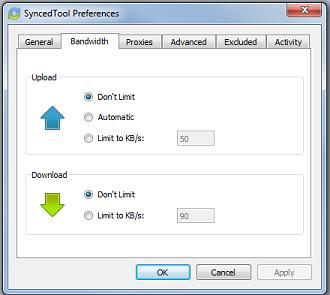 The sync status message area shows the current state of the sync process, including whether the files are up to date, pending sync, or currently syncing.