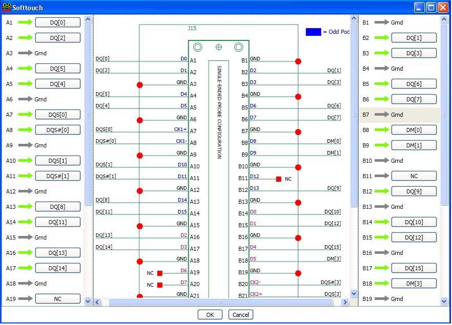Setting up Logic Analyzer for Custom Probing 3 For a Custom footprint layout If you are creating a Custom type of footprint layout, the tool displays a diagrammatic representation of the logic