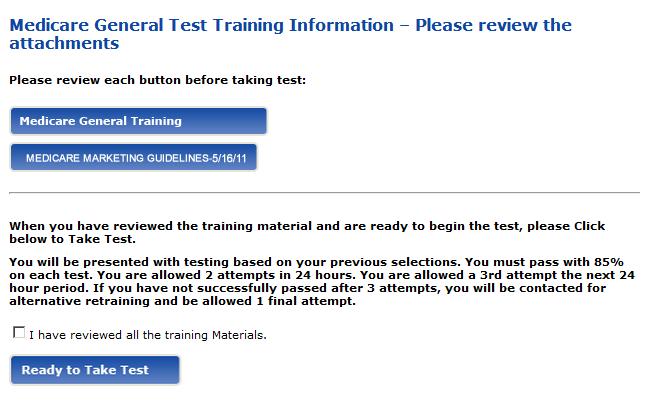 Medicare General Testing Click on Every link to download or view the training material.