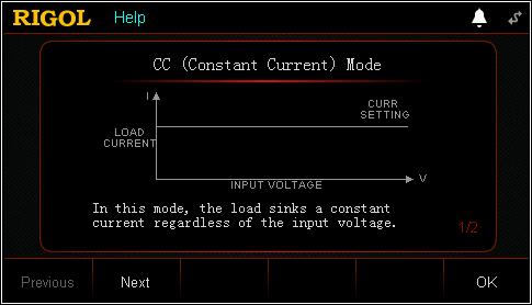 Chapter 1 Quick Start RIGOL To Use the Built-in Help System The built-in help system provides help information for any key on the front panel (except parameter input area) and menu keys, which are