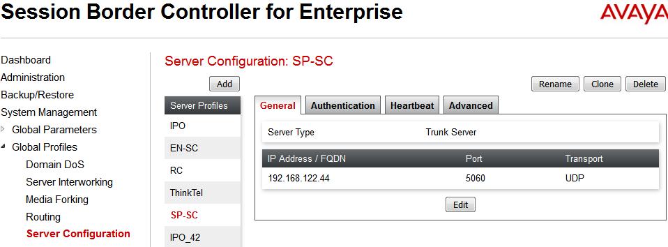 6.2.3.1 Server Configuration for SP Server Configuration named SP-SC was created for SP. It will be discussed in detail below.