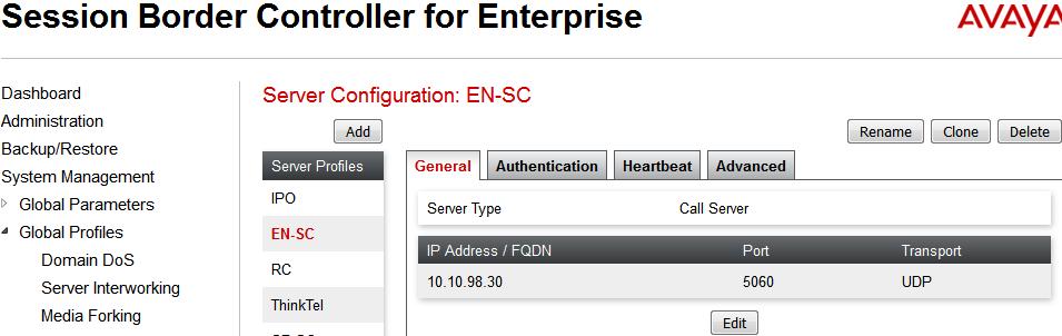 6.2.3.2 Server Configuration for EN Server Configuration named EN-SC created for EN is discussed in detail below.