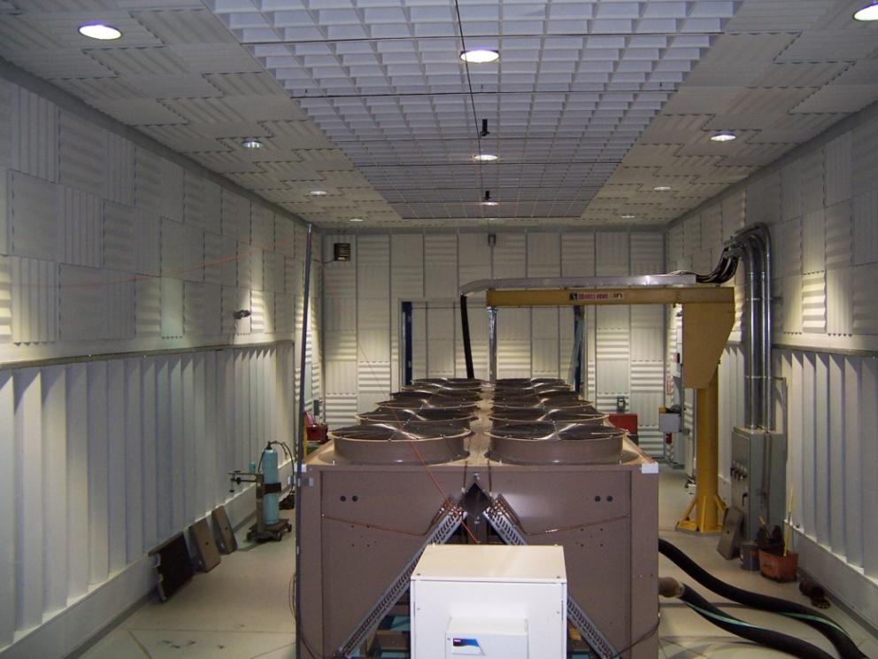 There is also a hemi-anechoic room used for acoustic testing of aircooled chillers Laboratory Specifications: Hemi-Anechoic room: Volume: 38,000 cu-ft.