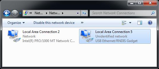 Right-click on the USB Ethernet/RNDIS Gadget adapter, select Properties.