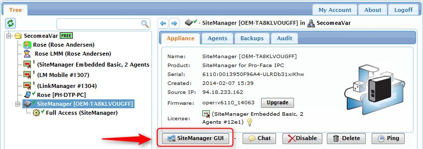 Advanced Configuration c. or from the GateManager Portal, click the SiteManager GUI button. 2.