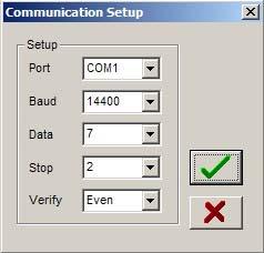 V APPENDIX -13(COMMUNICATION SOFTWARE) 13-3 The setup dialog provides the following settings: Port number:com1-com4 Baud rate:2400/4800/7200/8800