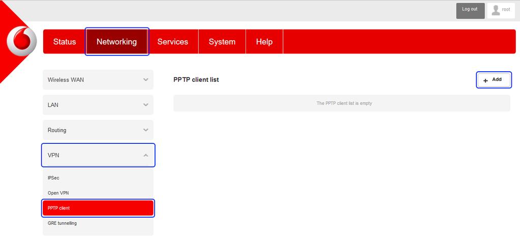 3 The PPTP VPN List is displayed.