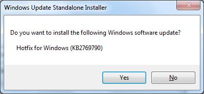 10. Wait until you see the dialog below, click Yes to install the hotfix update. 11.