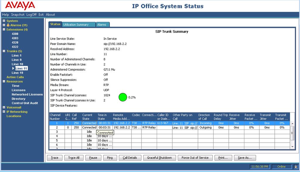 7.2. Verify Avaya IP Office From the Avaya IP Office R9 Manager screen shown in Section 5.