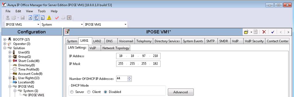 5.2. Obtain LAN IP Address From the configuration tree in the left pane, select System to display the System screen for the IPOSE VM1 in