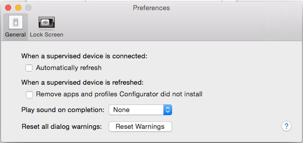Technical Specifications 2. From the Apple Configurator menu, select Preferences. The Preferences window opens (see Figure 64). Figure 64. Preferences 3.