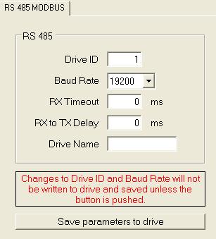 15. UI Modbus The UI (User Interface) is the ideal method of configuring and monitoring the drive factory and user parameters. Refer to Tritex Expert software manual for more information. 15.1. RS485 settings Below is an example of the RS485 interface settings.