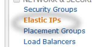 To generate an IP address, click on the Elastic IPs link in the Navigation panel on the