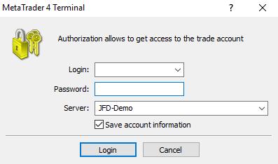 . OPENING AN ACCOUNT USERGUIDE MT4+ DESKTOP Enter your account number as Login () and the Password (2) provided in the account activation email from JFD Brokers.