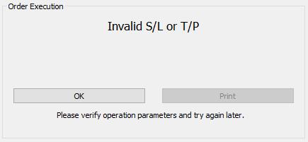 0. PENDING ORDERS USERGUIDE MT4+ DESKTOP If the settings of a Pending Order that you placed were wrong, you will see a message Invalid S/L (stop-loss) or Invalid T/P (take-profit).