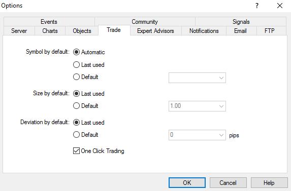 . ONE CLICK TRADING USERGUIDE MT4+ DESKTOP One Click Trading is activated from the Tools main menu selecting Options ().