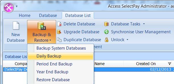 SelectPay Installatin Instructins Yu will then be able t check the default backup lcatin, which will default t yur SQL server, and amend the backup name if required. Click n OK t back up the database.