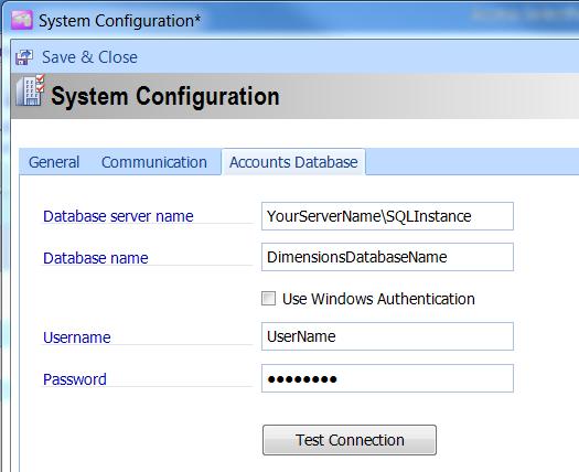 SelectPay Installatin Instructins Enter the details f yur accunts database: The Server name and SQL instance which hlds yur Dimensins database. The Dimensins database name.