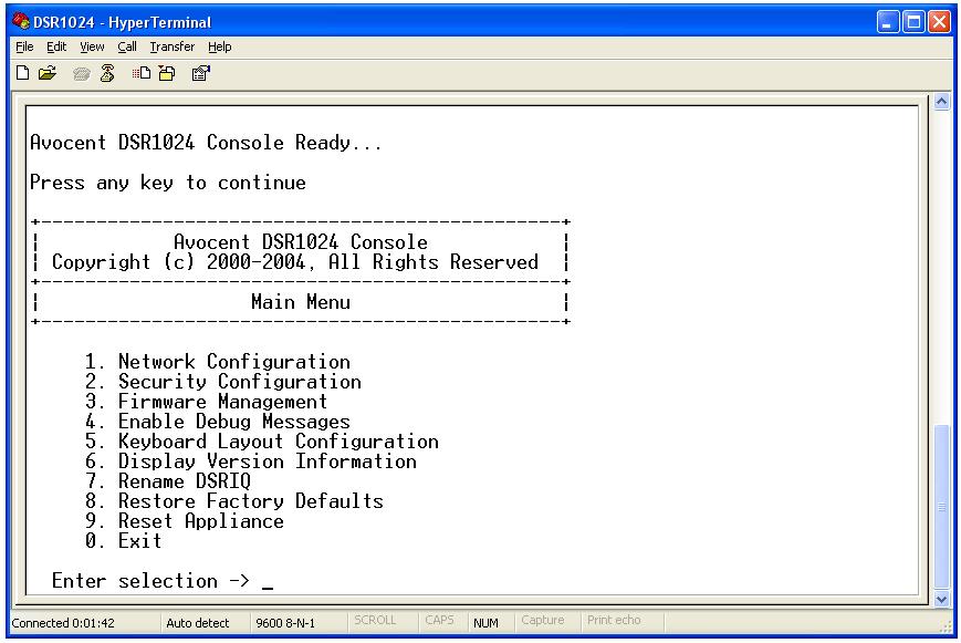 14 DSR1024 Switch Installer/User Guide terminal emulation software to access the Console menu interface.