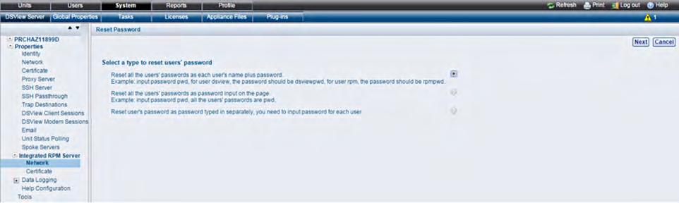 374...DSView 4.5 Management Software Installer/User Guide Password Reset Options 4. Click Next. 5. Reset the password and click Save. 6. Click Finish.