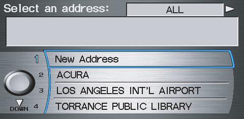 The system then displays a list of the places entered in your personal Address Book.