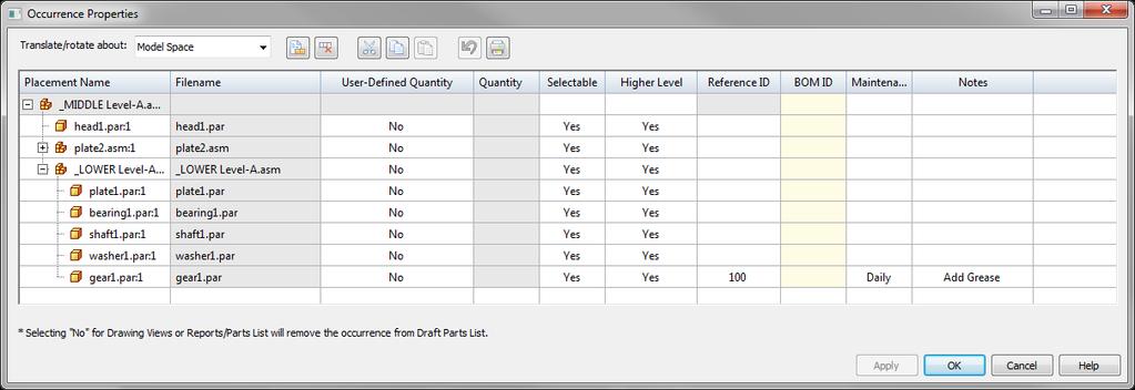 Browse and Open _MIDDLE Level-A.asm Right mouse button click and select Occurrence Properties.