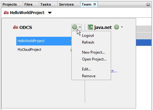 Chapter 5 Using NetBeans IDE with Oracle Developer Cloud Service Using the Oracle Developer Cloud Service Team Server After you log in, the Oracle Developer Cloud Service team server lists all
