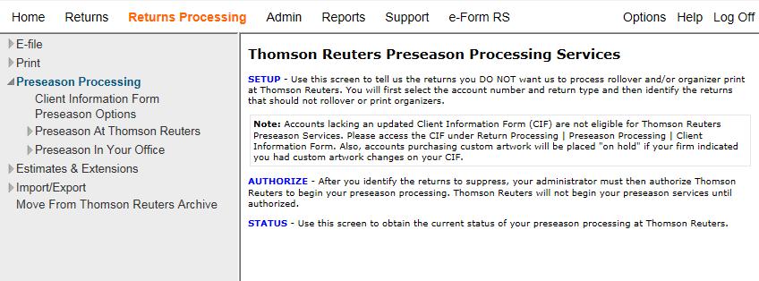 PROCESSING PRESEASON: AT THOMSON PROCESSING REUTERS PRESEASON: AT THOMSON REUTERS No taxpayer last name is recorded. Taxpayer(s) are deceased.