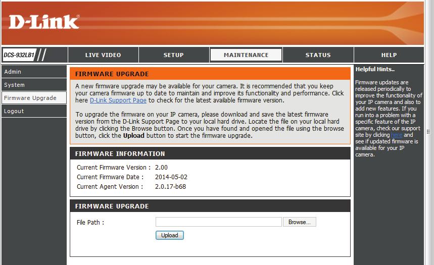 Section 3 - Configuration Firmware Upgrade Your current firmware version and date will be displayed on your screen.