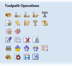Toolpath Operations The Toolpath Operations icons are immediately below the Toolpath List on the Toolpath Tab.