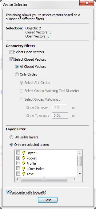 Vector Selector This tool allows you to easily select vectors which meet a set of criteria, such as open, closed, circular and also matching constraints based on layers.