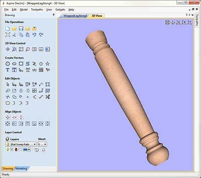 The toolpaths can be visualized wrapped within the program as shown below.