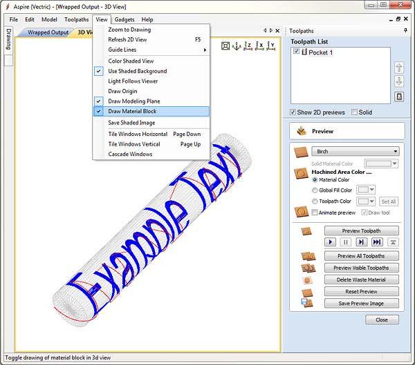 7) We are now ready to save the toolpath using the wrapping post-processor we copied into the PostP directory in Step