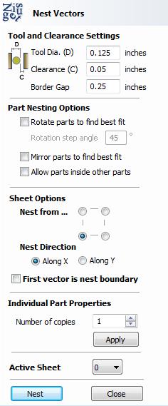 3 Select all the vectors and Ungroup to get the data back on the original layers for machining. Once you click the icon you will see the form shown below.