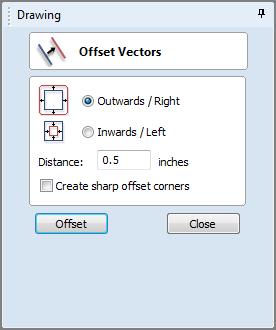 Offsetting Selected vectors (open or closed) can be offset either inwards or outwards to create new vector shapes that might be useful for edge patterns or borders etc.