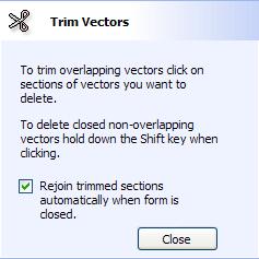 Trim Vectors The trimming tool allows the user to just click on sections of vectors they want to delete.