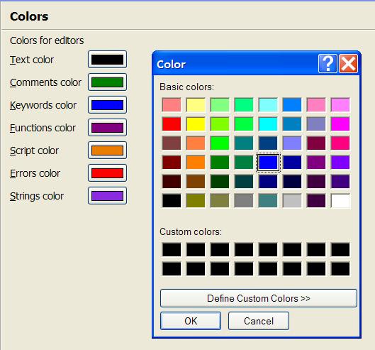 Detailed setting options for that category appear in the right pane. 2. Choose a color from the list and click OK. 3.