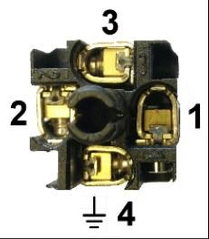 To connect, remove the screw and plug base from the housing. Thread the cable through the PG7 gland (A), metal washer (B) and rubber washer (C).