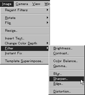 2 Select [Image] [Filter] [Sharpen] on the menu bar.