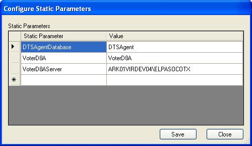 Configuring Static Parameters Static Parameters are common variables shared by DTS packages.