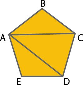 Formula For an n-sided polygon, the number of degrees for the sum of the internal angles is 180(n-2)º. For n=3 (triangle), it's 180. For n=4 (quadrilateral), it's 360. And so on.