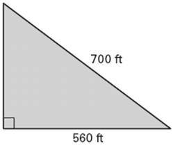The ramp is 125 inches long and has a base that is 120 inches long. What is the height h of the ramp? Real Estate An investor owns a triangular plot of land as shown in the diagram.
