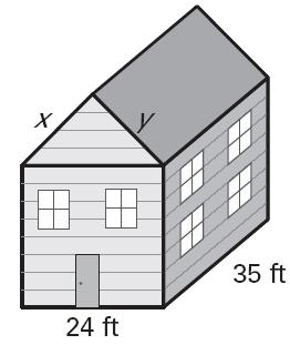 24) Complete the table. Give exact answers. 24) table _ a 9 11 b 9 5 3 c 16 You are replacing the roof on the house shown, and you want to know the total area of the roof.