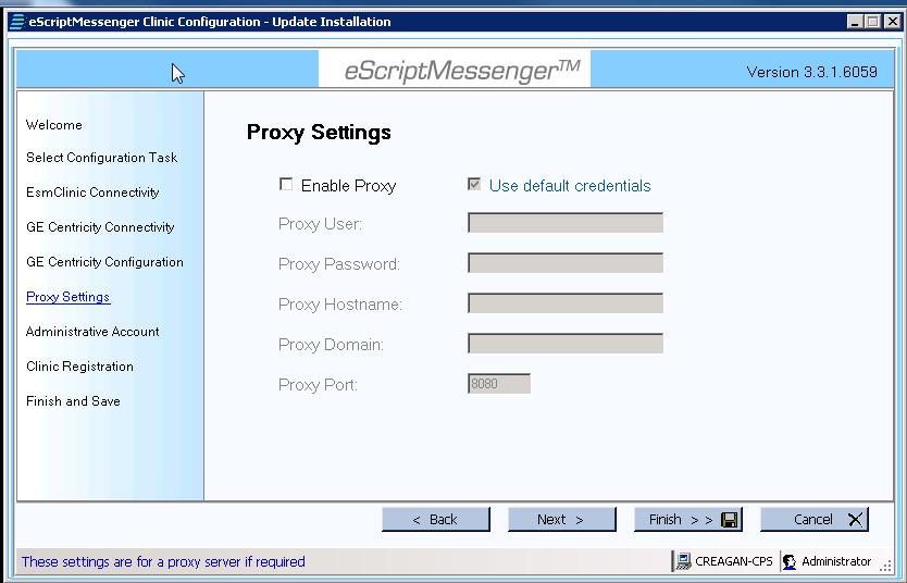 9. The next screen is designed to enter Proxy settings if you have one click on Enable Proxy