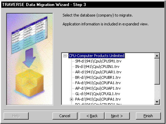 8. Select the database that you want to migrate. 9.