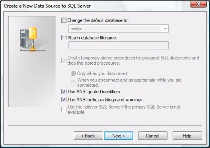 Leave the Connect to SQL Server to obtain default settings for the