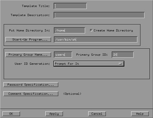 In a user template, you can specify general options used for new user accounts. These options are group membership of users, location of home directories, command shells, and password specifications.