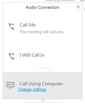 Call Using Computer will open the Computer Audio Settings to allow you to test your Speaker and Microphone.